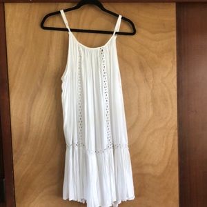 White Cover up Dress with Crochet Detail